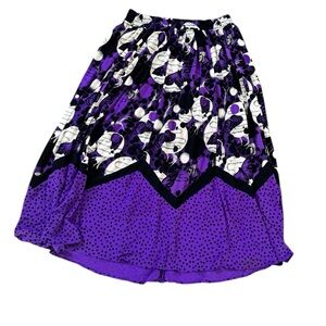 Diane Freis Vintage 80s 100 Silk Vibrant Multicolor Elastic Waistband Skirt